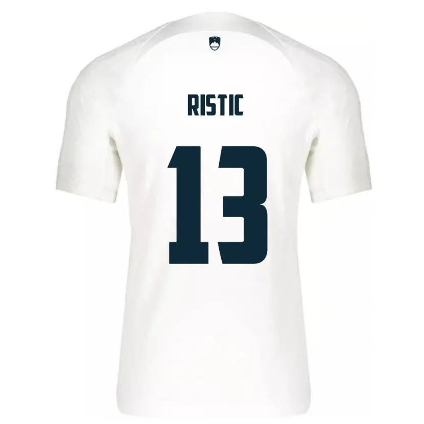 Danxen Hombre Camiseta Eslovenia Aleks Ristic #13 Blanco 1ª Equipación 24-26 La Camisa