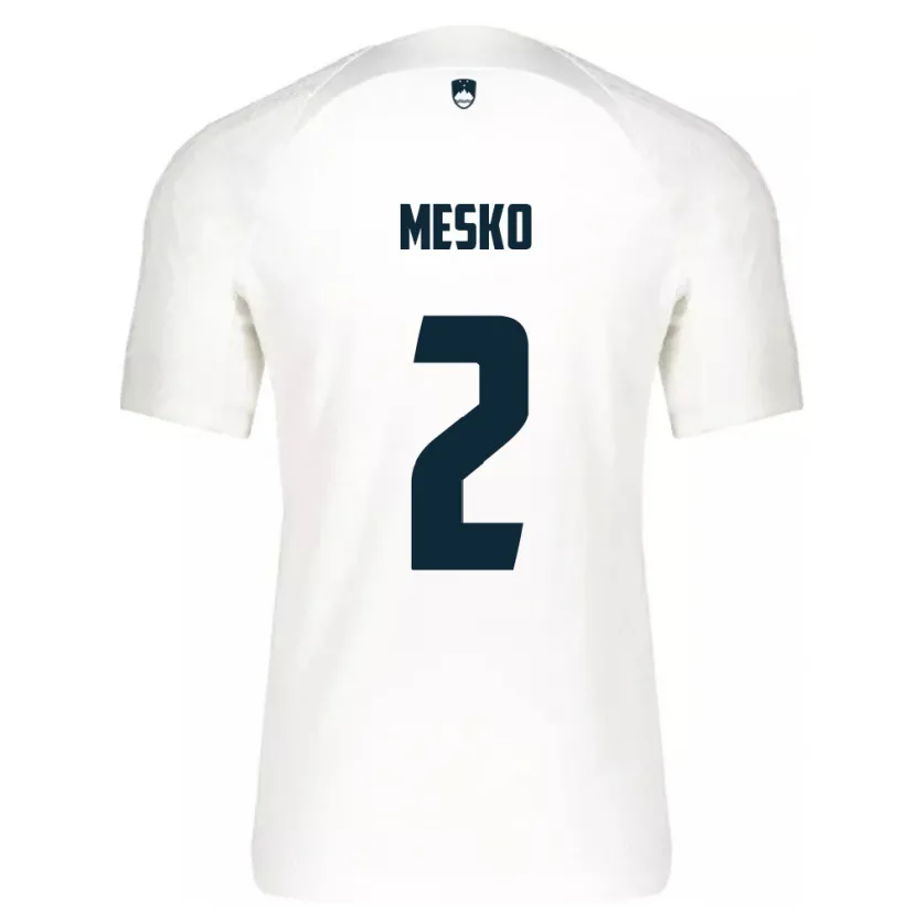 Danxen Hombre Camiseta Eslovenia Zan Mesko #2 Blanco 1ª Equipación 24-26 La Camisa
