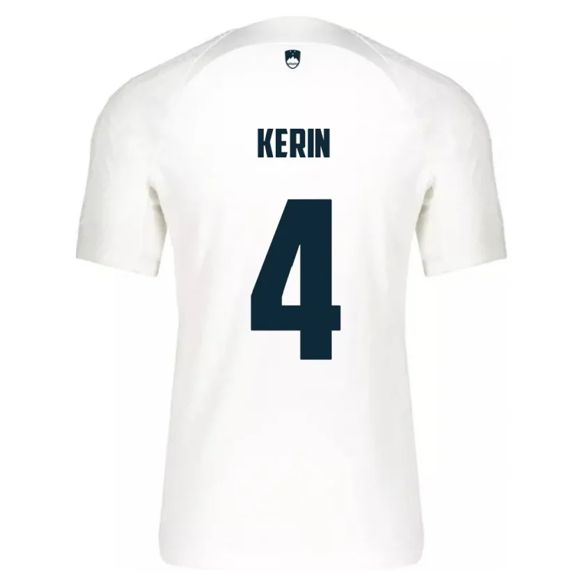 Danxen Hombre Camiseta Eslovenia Mark Kerin #4 Blanco 1ª Equipación 24-26 La Camisa