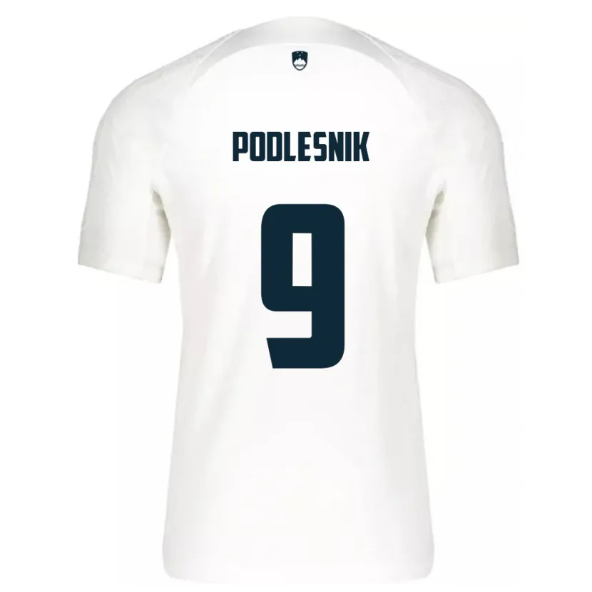 Danxen Hombre Camiseta Eslovenia Nik Podlesnik #9 Blanco 1ª Equipación 24-26 La Camisa