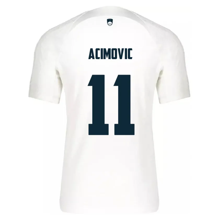 Danxen Hombre Camiseta Eslovenia Mateo Acimovic #11 Blanco 1ª Equipación 24-26 La Camisa