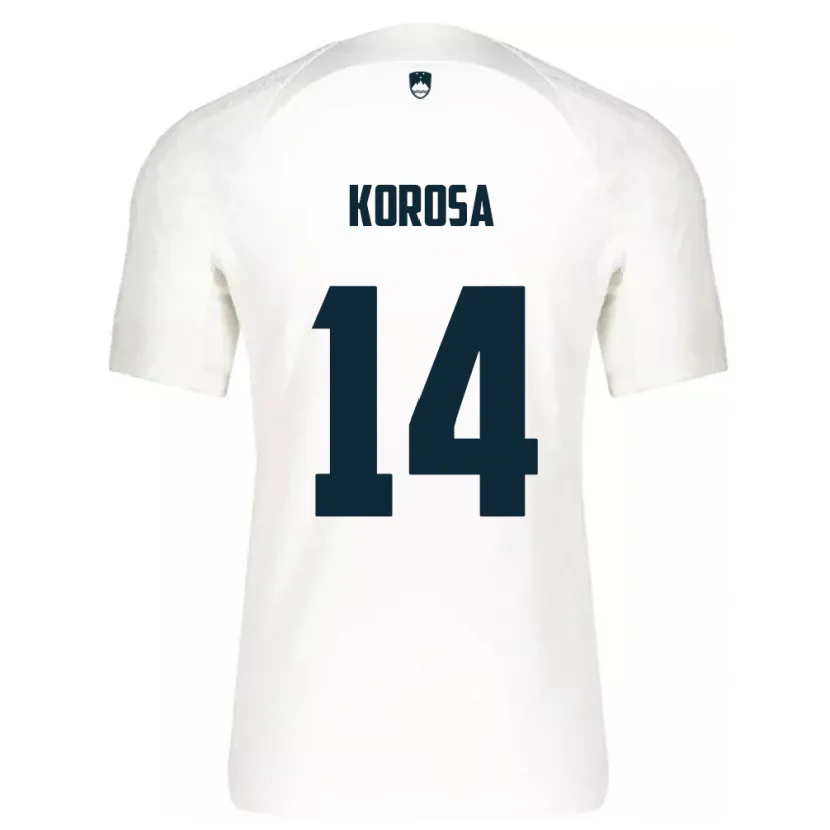 Danxen Hombre Camiseta Eslovenia Anej Koroša #14 Blanco 1ª Equipación 24-26 La Camisa