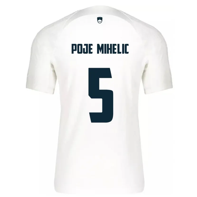 Danxen Hombre Camiseta Eslovenia Naja Poje Mihelič #5 Blanco 1ª Equipación 24-26 La Camisa