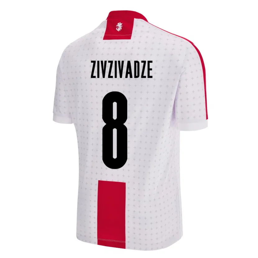 Danxen Hombre Camiseta Georgia Budu Zivzivadze #8 Blanco 1ª Equipación 24-26 La Camisa