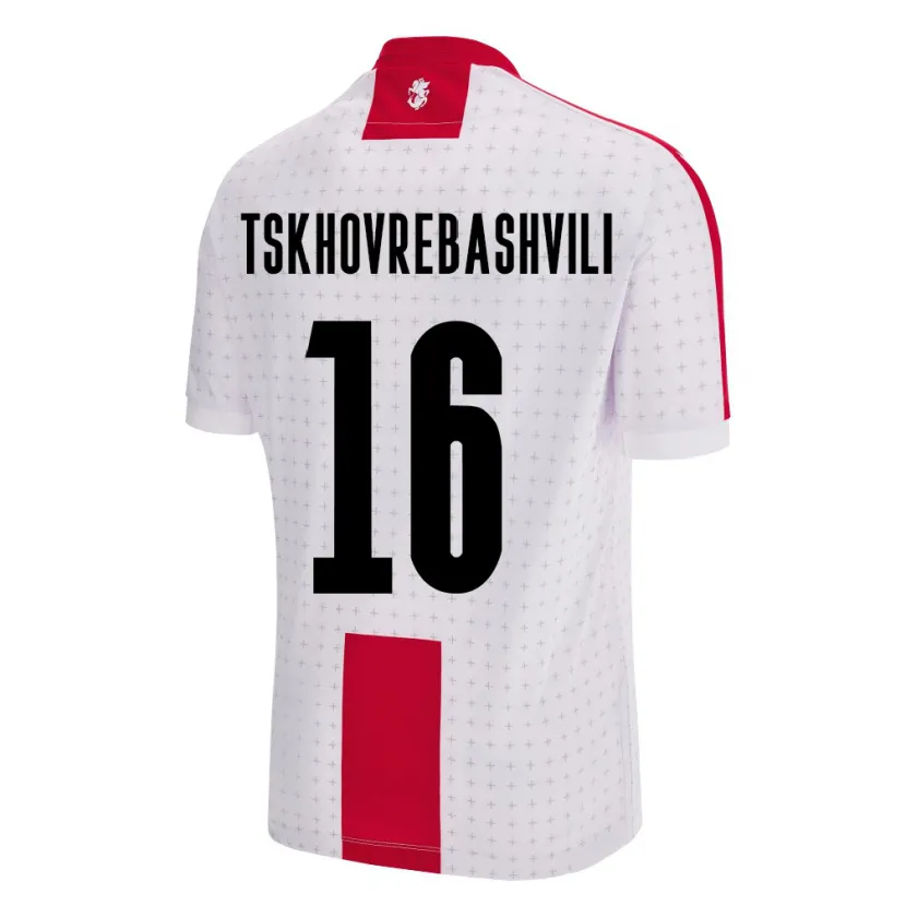 Danxen Hombre Camiseta Georgia Nikoloz Tskhovrebashvili #16 Blanco 1ª Equipación 24-26 La Camisa