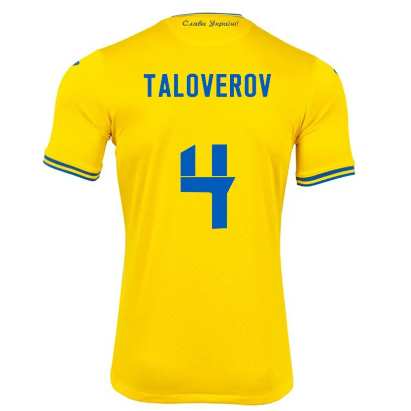 Danxen Hombre Camiseta Ucrania Maksym Taloverov #4 Amarillo 1ª Equipación 24-26 La Camisa