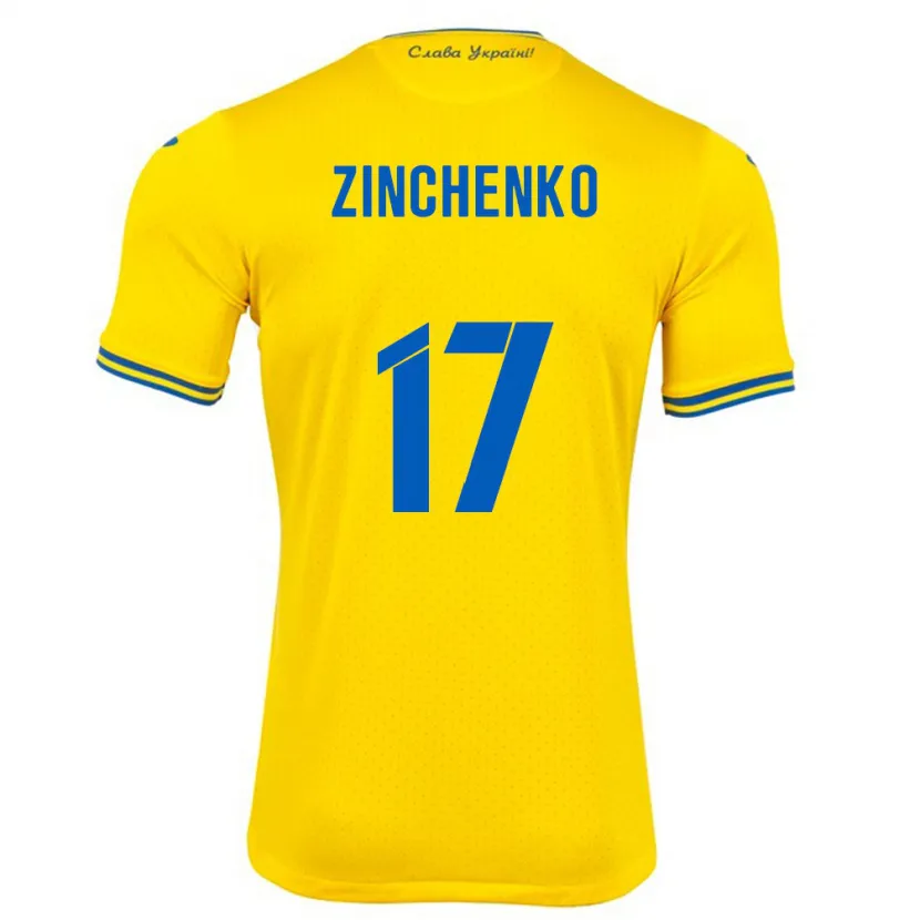 Danxen Hombre Camiseta Ucrania Oleksandr Zinchenko #17 Amarillo 1ª Equipación 24-26 La Camisa