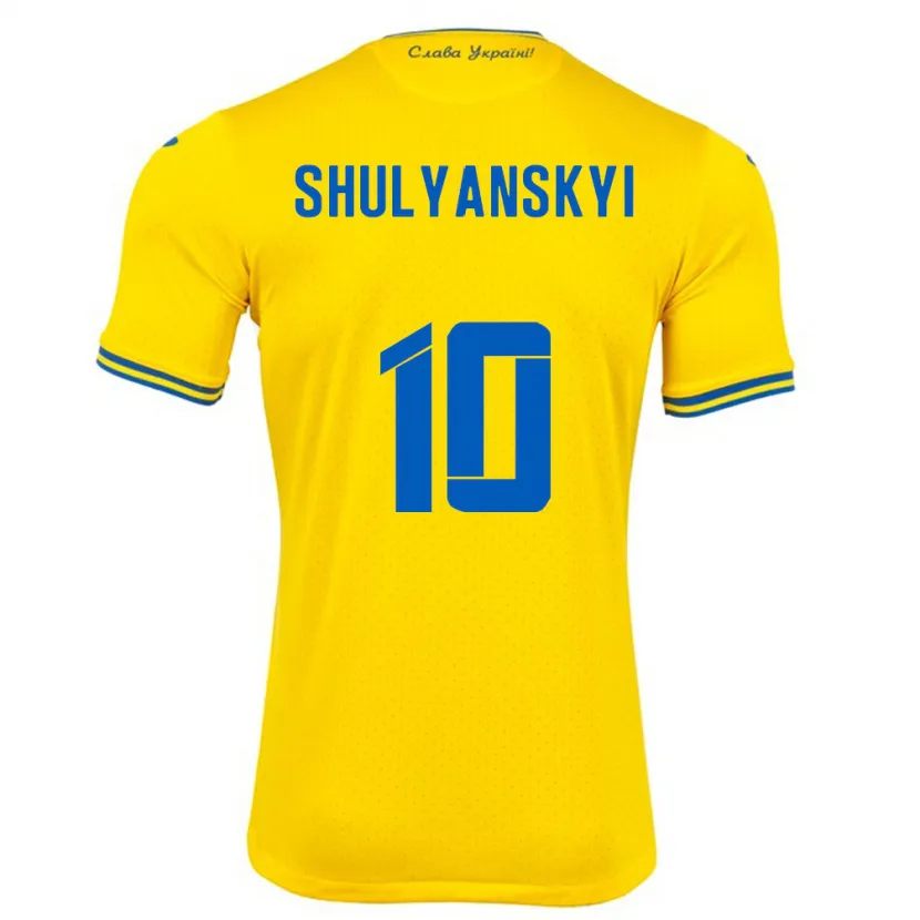 Danxen Hombre Camiseta Ucrania Artem Shulyanskyi #10 Amarillo 1ª Equipación 24-26 La Camisa