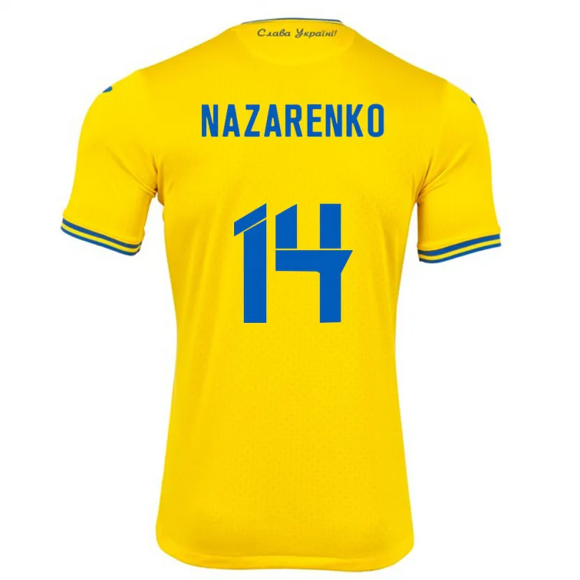 Danxen Hombre Camiseta Ucrania Oleksandr Nazarenko #14 Amarillo 1ª Equipación 24-26 La Camisa