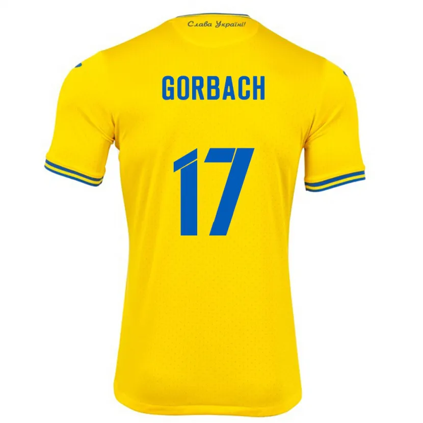Danxen Hombre Camiseta Ucrania Igor Gorbach #17 Amarillo 1ª Equipación 24-26 La Camisa