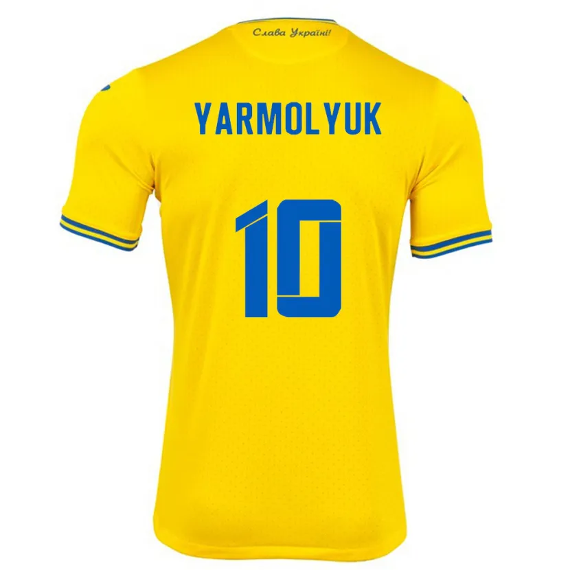 Danxen Hombre Camiseta Ucrania Yegor Yarmolyuk #10 Amarillo 1ª Equipación 24-26 La Camisa