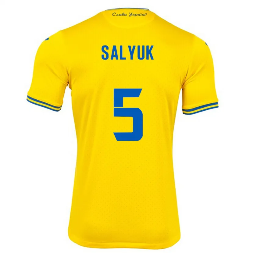 Danxen Hombre Camiseta Ucrania Volodymyr Salyuk #5 Amarillo 1ª Equipación 24-26 La Camisa