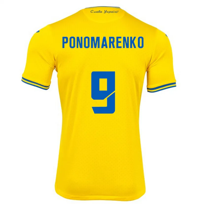 Danxen Hombre Camiseta Ucrania Matviy Ponomarenko #9 Amarillo 1ª Equipación 24-26 La Camisa