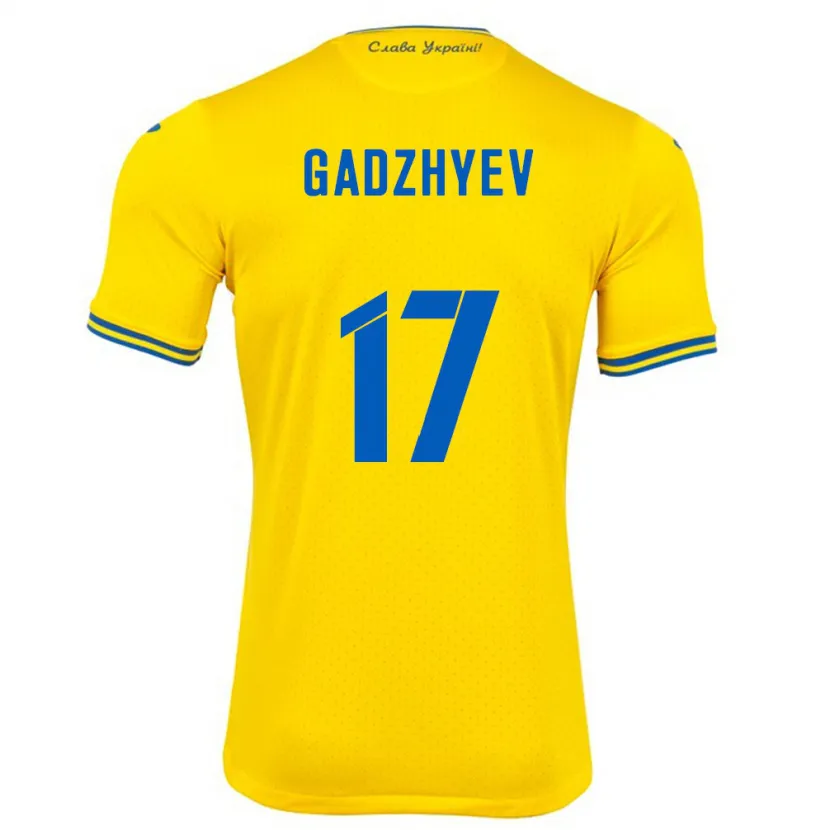 Danxen Hombre Camiseta Ucrania Ramik Gadzhyev #17 Amarillo 1ª Equipación 24-26 La Camisa