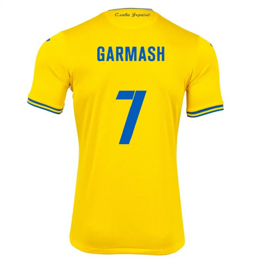 Danxen Hombre Camiseta Ucrania Yevgen Garmash #7 Amarillo 1ª Equipación 24-26 La Camisa