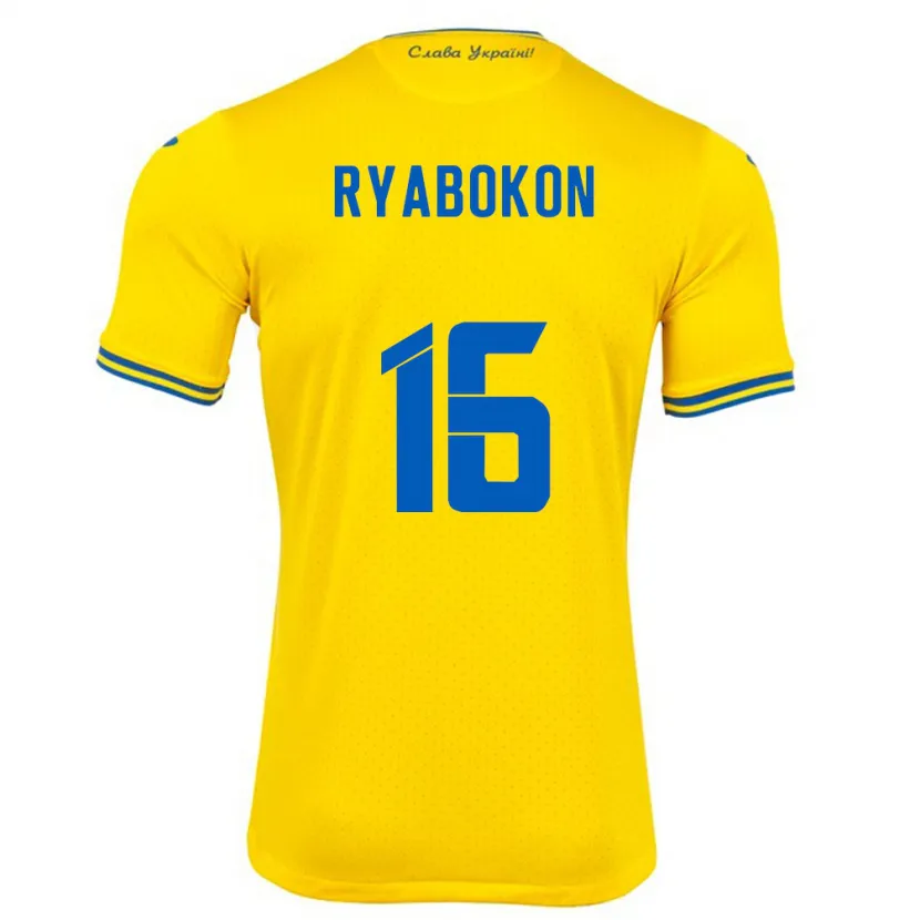 Danxen Hombre Camiseta Ucrania Yevgeniy Ryabokon #16 Amarillo 1ª Equipación 24-26 La Camisa