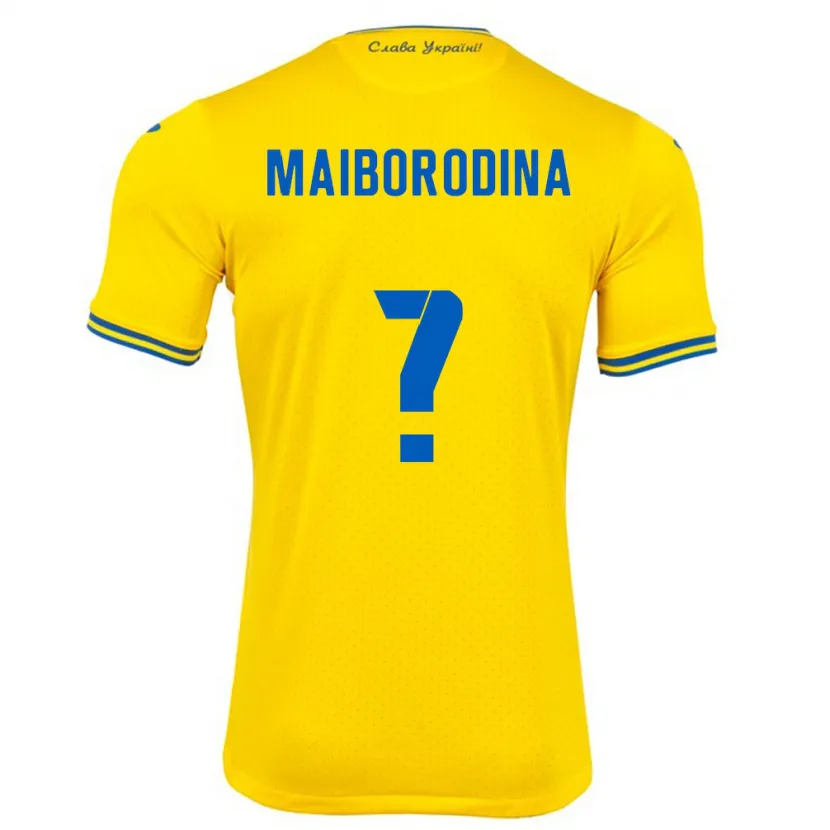 Danxen Hombre Camiseta Ucrania Iryna Maiborodina #0 Amarillo 1ª Equipación 24-26 La Camisa
