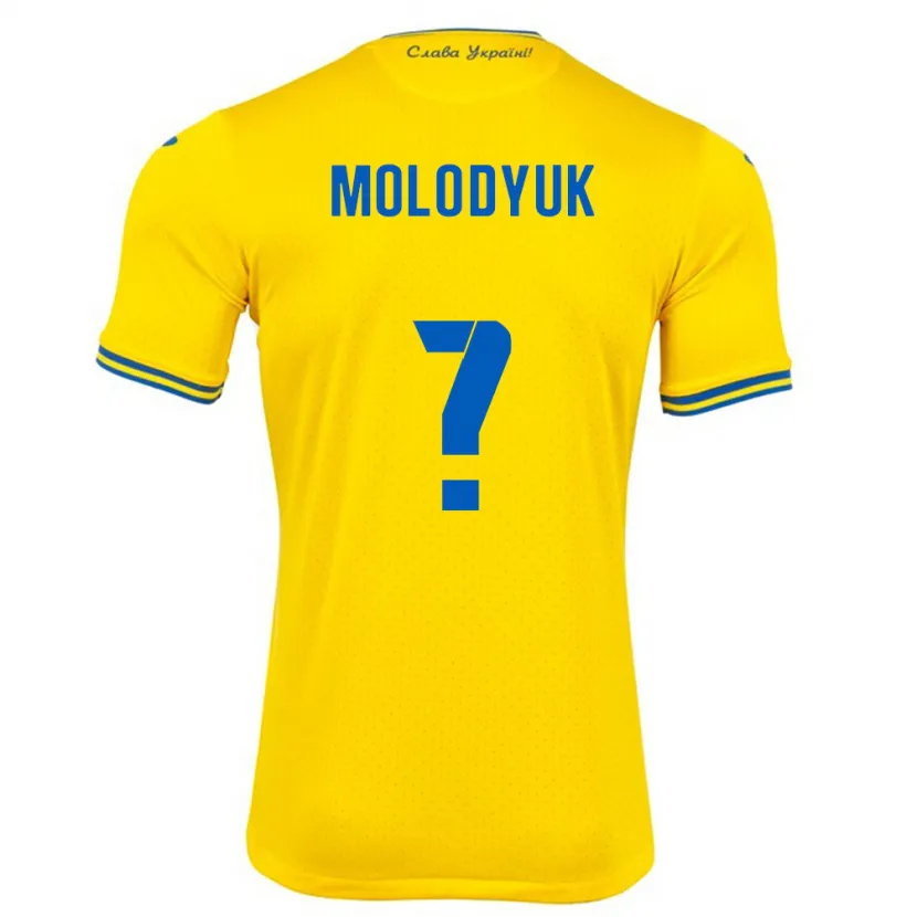 Danxen Hombre Camiseta Ucrania Yelyzaveta Molodyuk #0 Amarillo 1ª Equipación 24-26 La Camisa