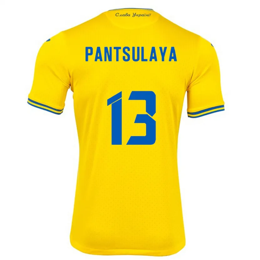 Danxen Hombre Camiseta Ucrania Natiya Pantsulaya #13 Amarillo 1ª Equipación 24-26 La Camisa