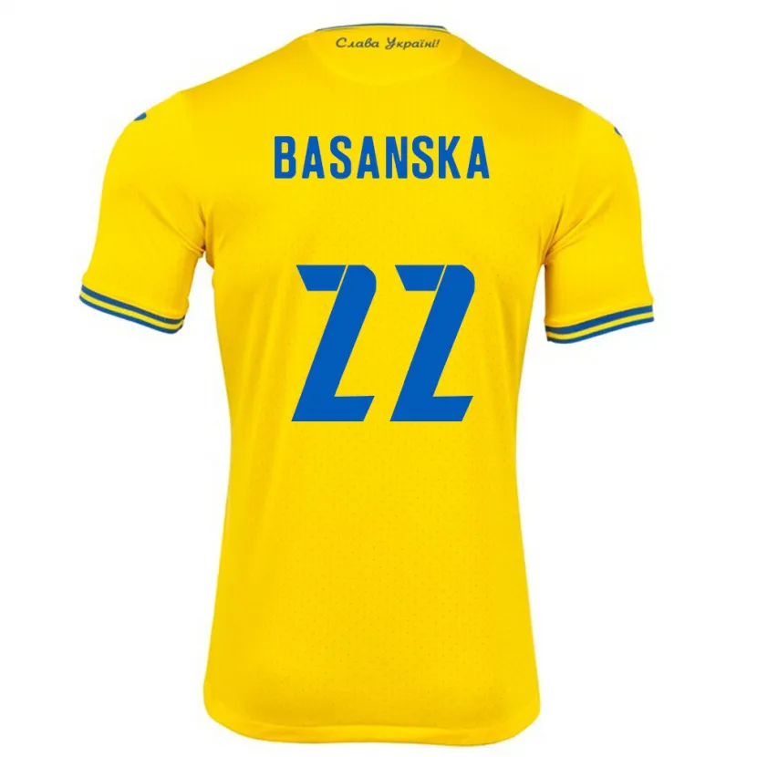 Danxen Hombre Camiseta Ucrania Olga Basanska #22 Amarillo 1ª Equipación 24-26 La Camisa