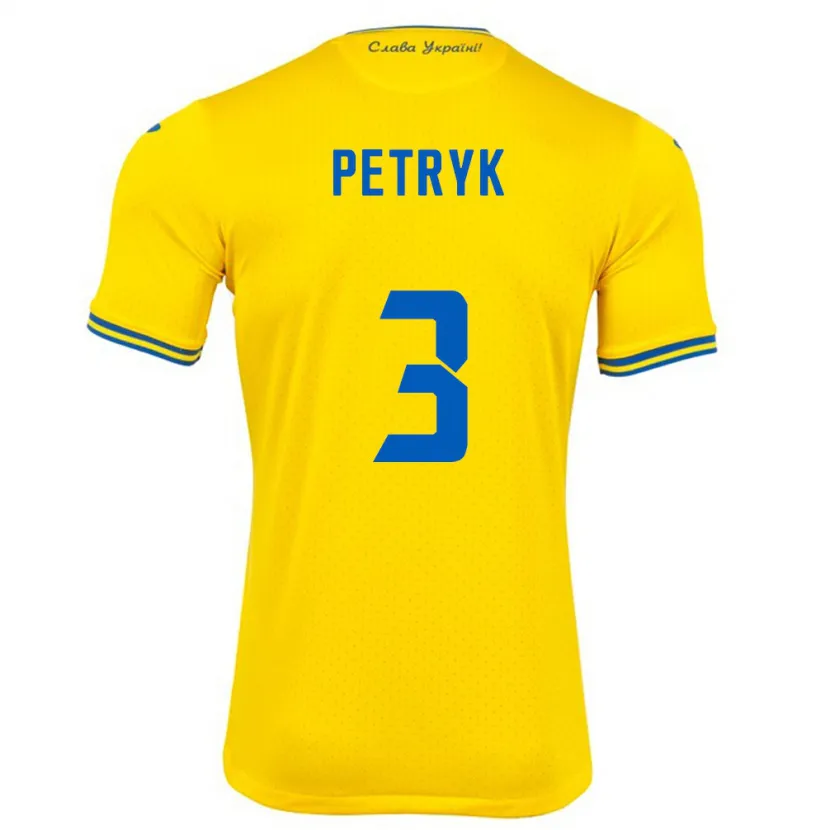 Danxen Hombre Camiseta Ucrania Anna Petryk #3 Amarillo 1ª Equipación 24-26 La Camisa