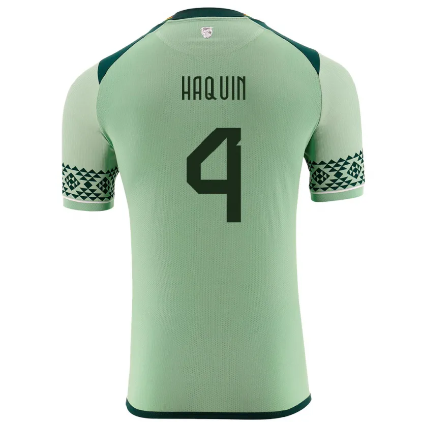 Danxen Hombre Camiseta Bolivia Luis Haquín #4 Verde Claro 1ª Equipación 24-26 La Camisa