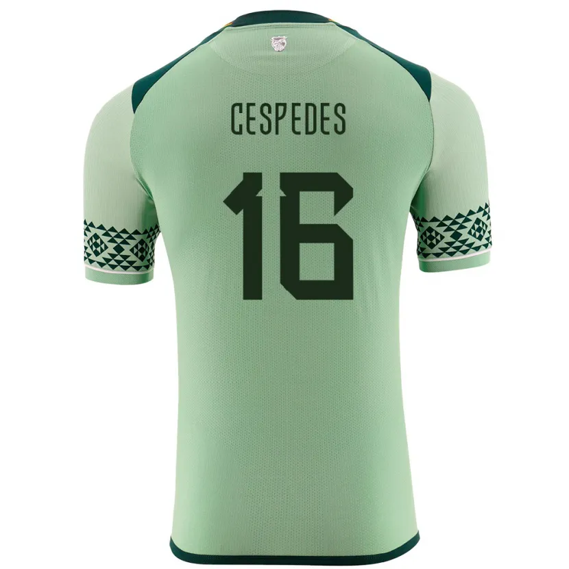 Danxen Hombre Camiseta Bolivia Boris Céspedes #16 Verde Claro 1ª Equipación 24-26 La Camisa
