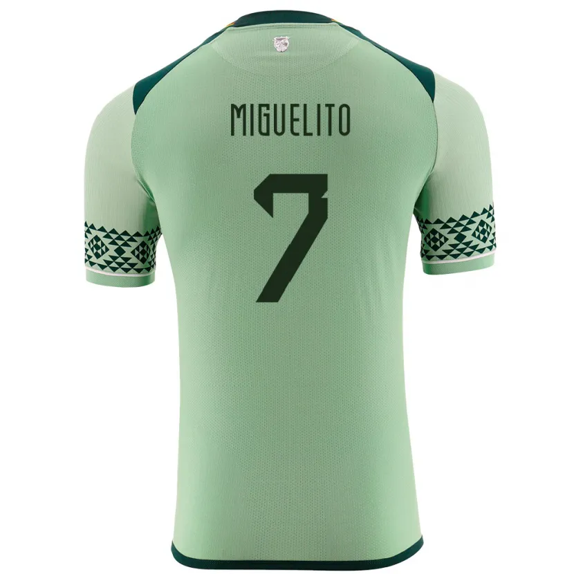 Danxen Hombre Camiseta Bolivia Miguelito #7 Verde Claro 1ª Equipación 24-26 La Camisa