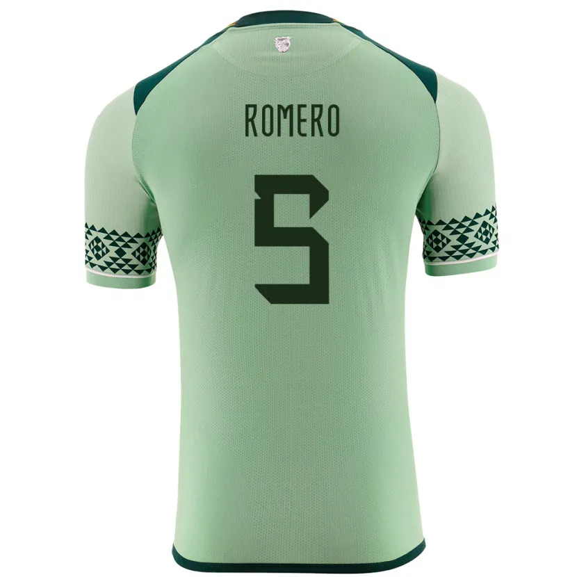 Danxen Hombre Camiseta Bolivia César Romero #5 Verde Claro 1ª Equipación 24-26 La Camisa