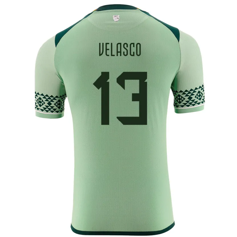 Danxen Hombre Camiseta Bolivia Jhon Velasco #13 Verde Claro 1ª Equipación 24-26 La Camisa