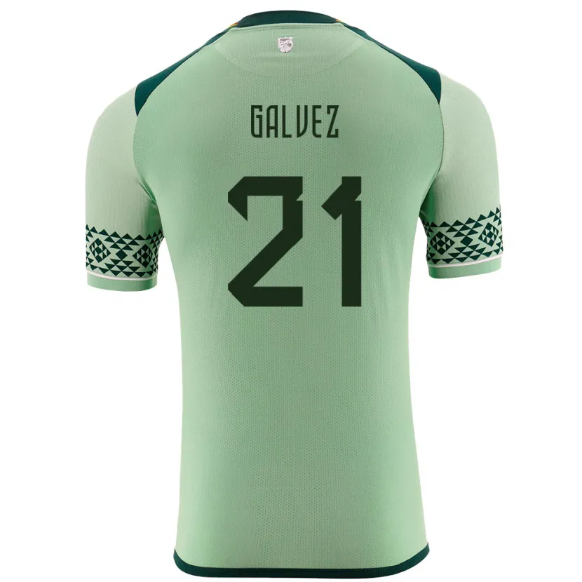 Danxen Hombre Camiseta Bolivia Vladimir Galvez #21 Verde Claro 1ª Equipación 24-26 La Camisa