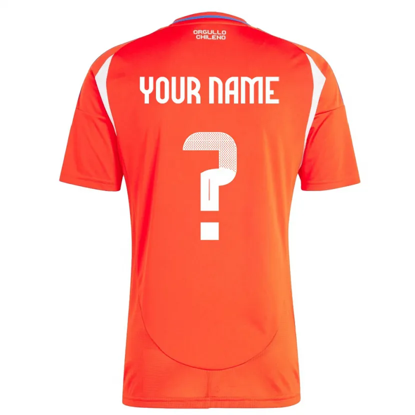 Danxen Hombre Camiseta Chile Su Nombre #0 Rojo 1ª Equipación 24-26 La Camisa