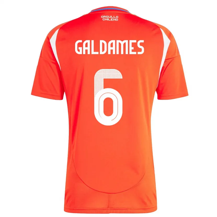 Danxen Hombre Camiseta Chile Thomas Galdames #6 Rojo 1ª Equipación 24-26 La Camisa