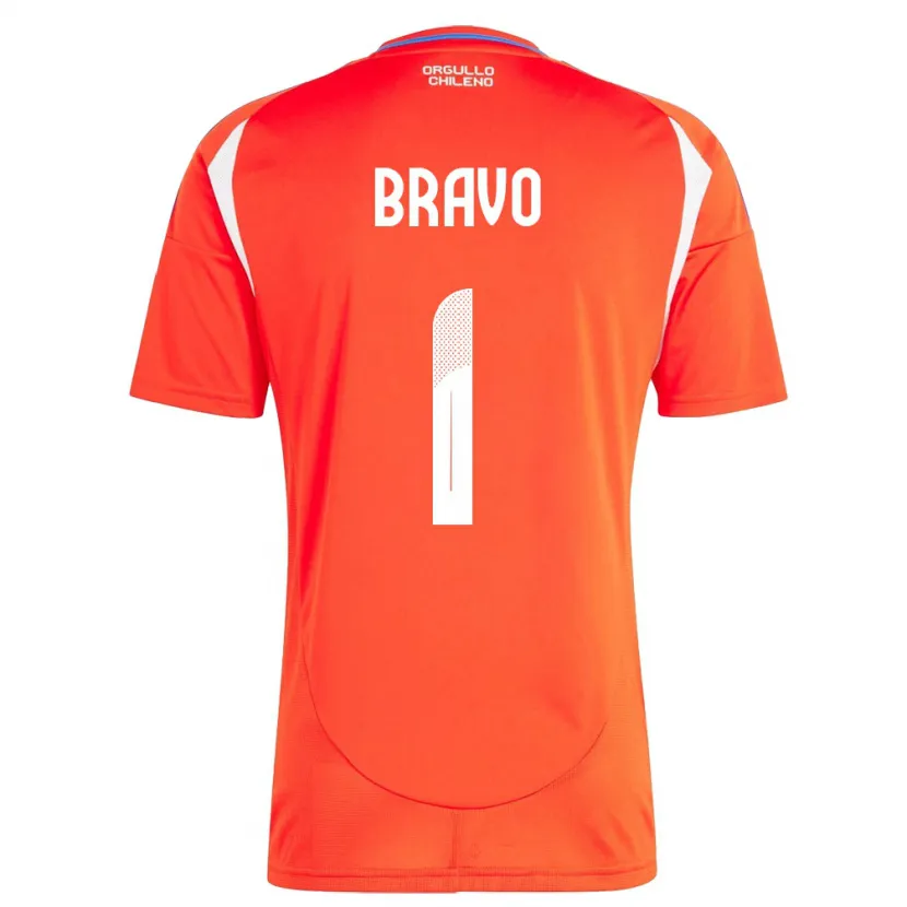 Danxen Hombre Camiseta Chile Claudio Bravo #1 Rojo 1ª Equipación 24-26 La Camisa