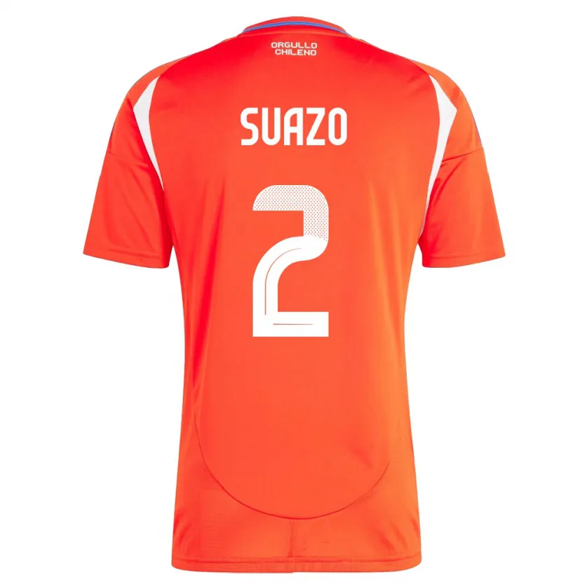 Danxen Hombre Camiseta Chile Gabriel Suazo #2 Rojo 1ª Equipación 24-26 La Camisa