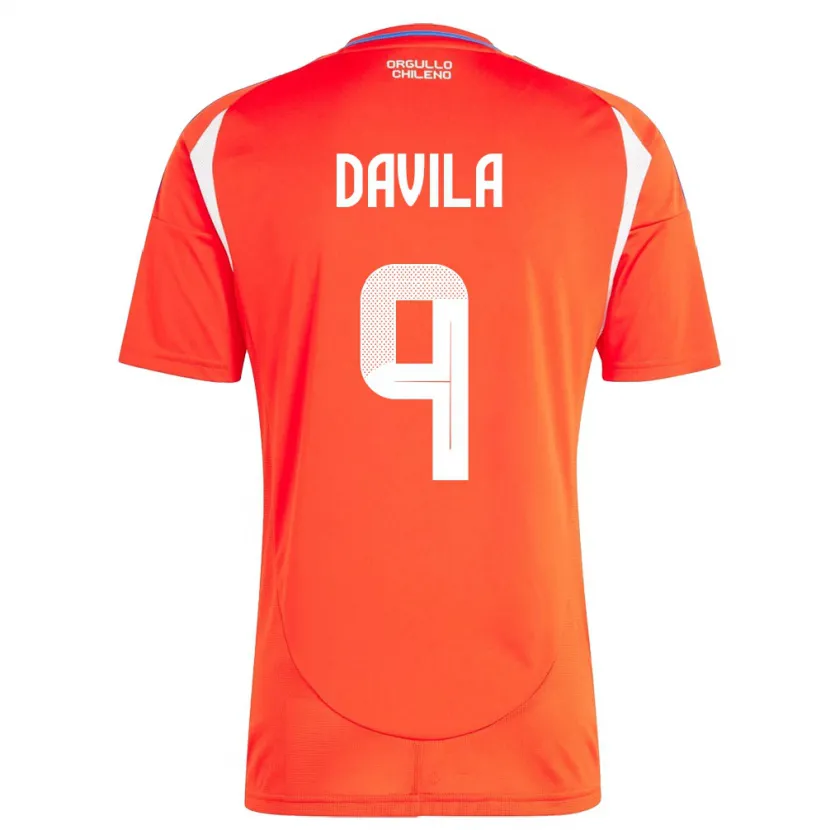 Danxen Hombre Camiseta Chile Víctor Dávila #9 Rojo 1ª Equipación 24-26 La Camisa