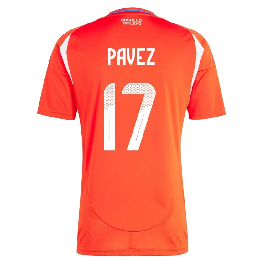 Danxen Hombre Camiseta Chile Esteban Pavez #17 Rojo 1ª Equipación 24-26 La Camisa