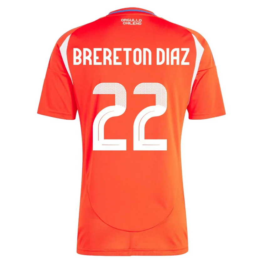 Danxen Hombre Camiseta Chile Ben Brereton Díaz #22 Rojo 1ª Equipación 24-26 La Camisa