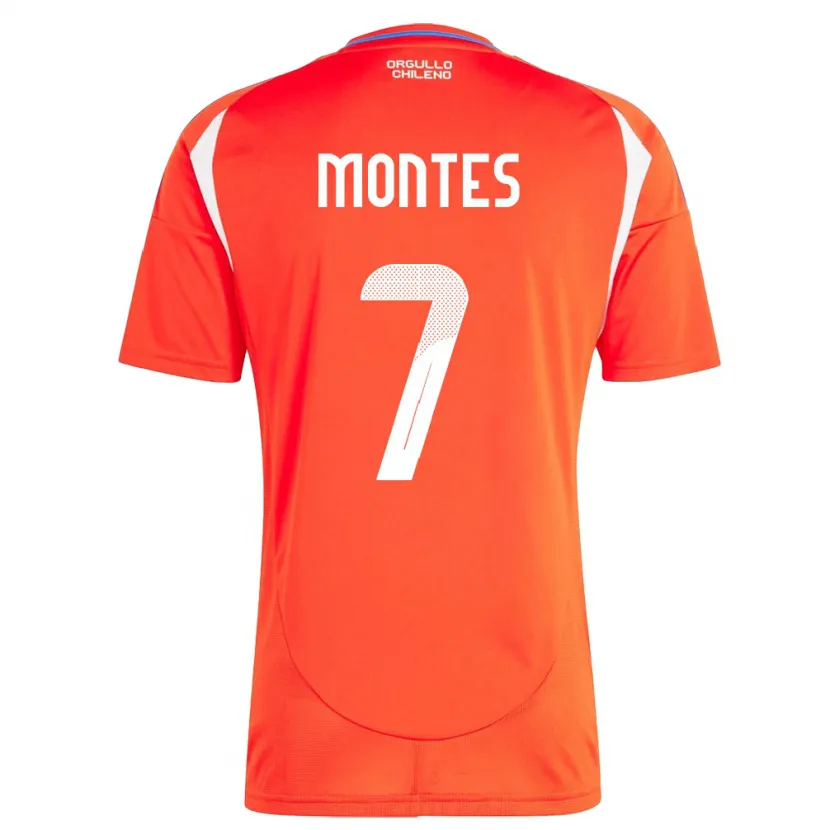 Danxen Hombre Camiseta Chile Clemente Montes #7 Rojo 1ª Equipación 24-26 La Camisa