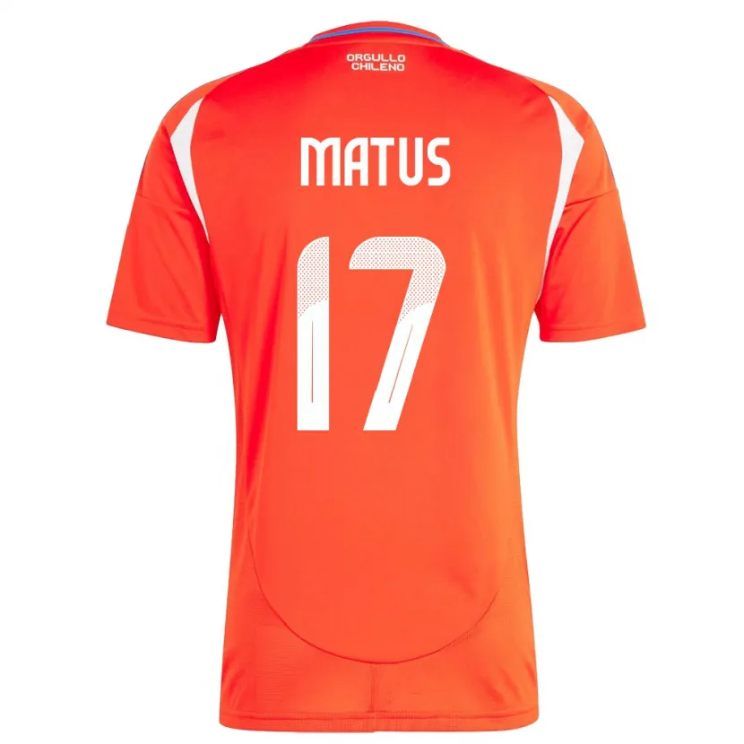Danxen Hombre Camiseta Chile Esteban Matus #17 Rojo 1ª Equipación 24-26 La Camisa