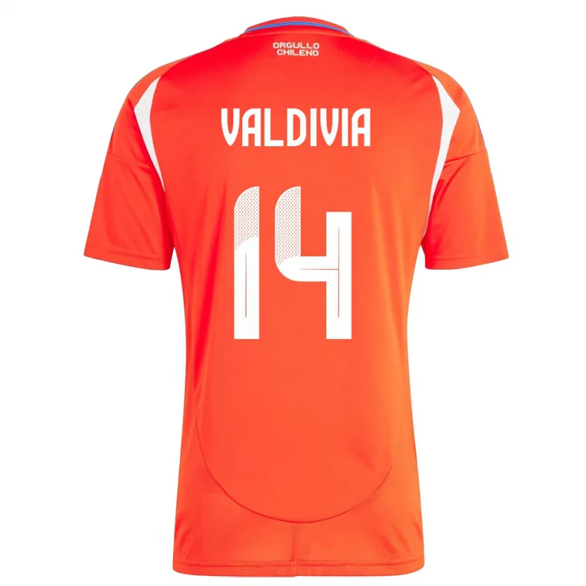 Danxen Hombre Camiseta Chile Felipe Valdivia #14 Rojo 1ª Equipación 24-26 La Camisa