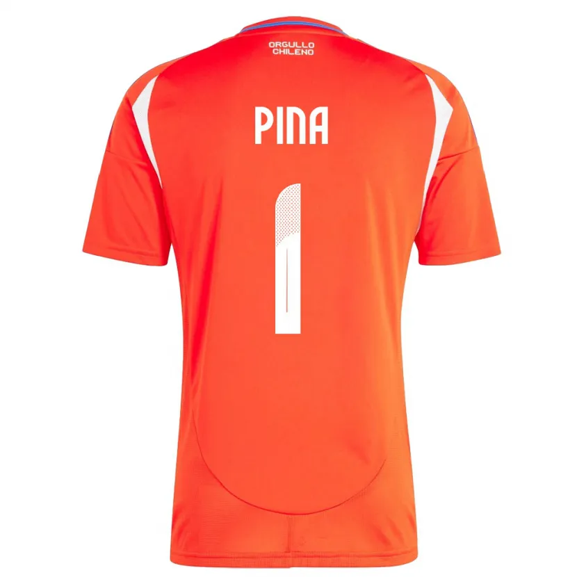 Danxen Hombre Camiseta Chile Cristóbal Piña #1 Rojo 1ª Equipación 24-26 La Camisa