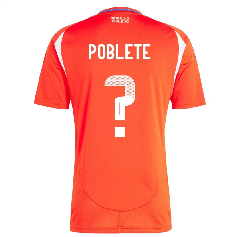 Danxen Hombre Camiseta Chile José Poblete #0 Rojo 1ª Equipación 24-26 La Camisa
