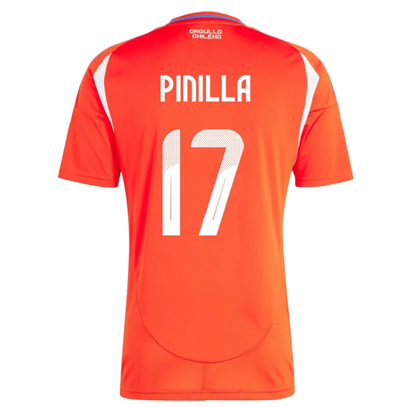 Danxen Hombre Camiseta Chile Fernanda Pinilla #17 Rojo 1ª Equipación 24-26 La Camisa