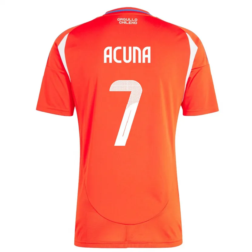Danxen Hombre Camiseta Chile Yenny Acuña #7 Rojo 1ª Equipación 24-26 La Camisa