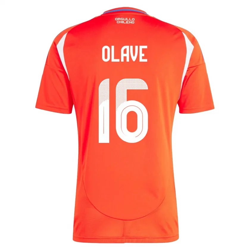 Danxen Hombre Camiseta Chile Isidora Olave #16 Rojo 1ª Equipación 24-26 La Camisa