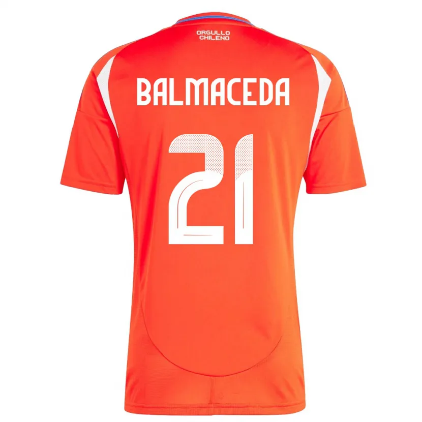 Danxen Hombre Camiseta Chile Rosario Balmaceda #21 Rojo 1ª Equipación 24-26 La Camisa