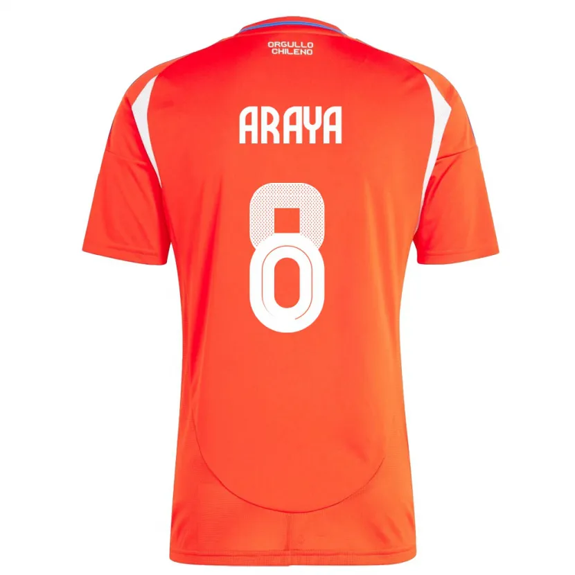 Danxen Hombre Camiseta Chile Karen Araya #8 Rojo 1ª Equipación 24-26 La Camisa