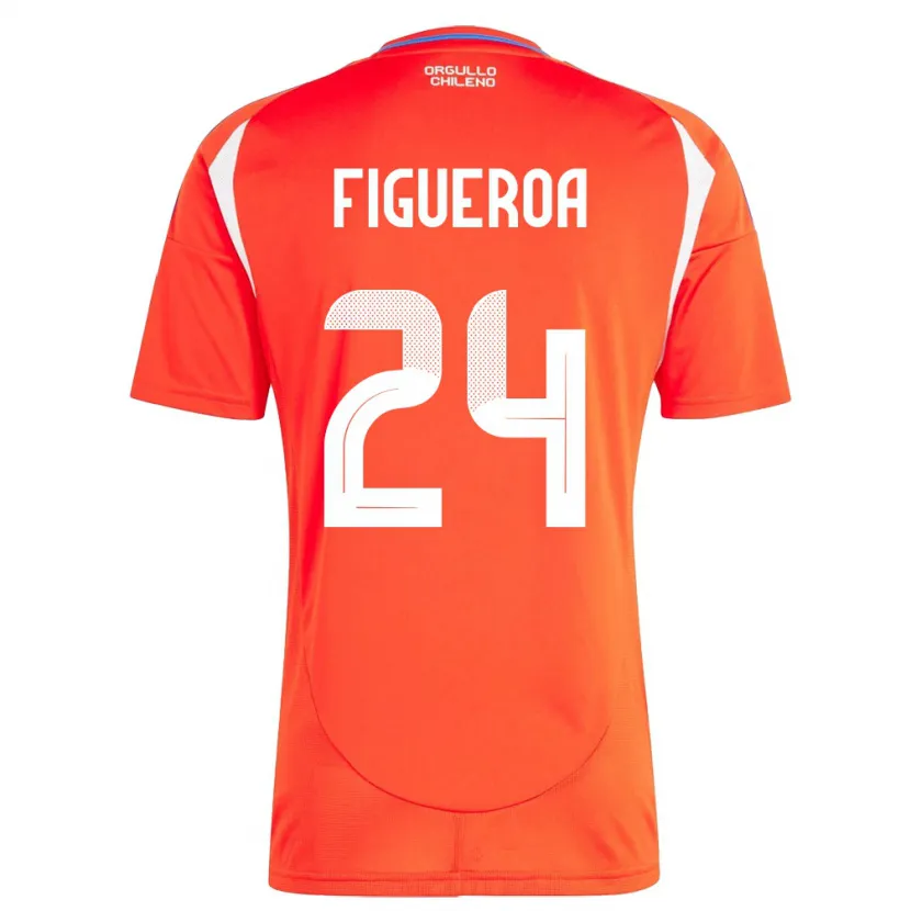 Danxen Hombre Camiseta Chile Ámbar Figueroa #24 Rojo 1ª Equipación 24-26 La Camisa