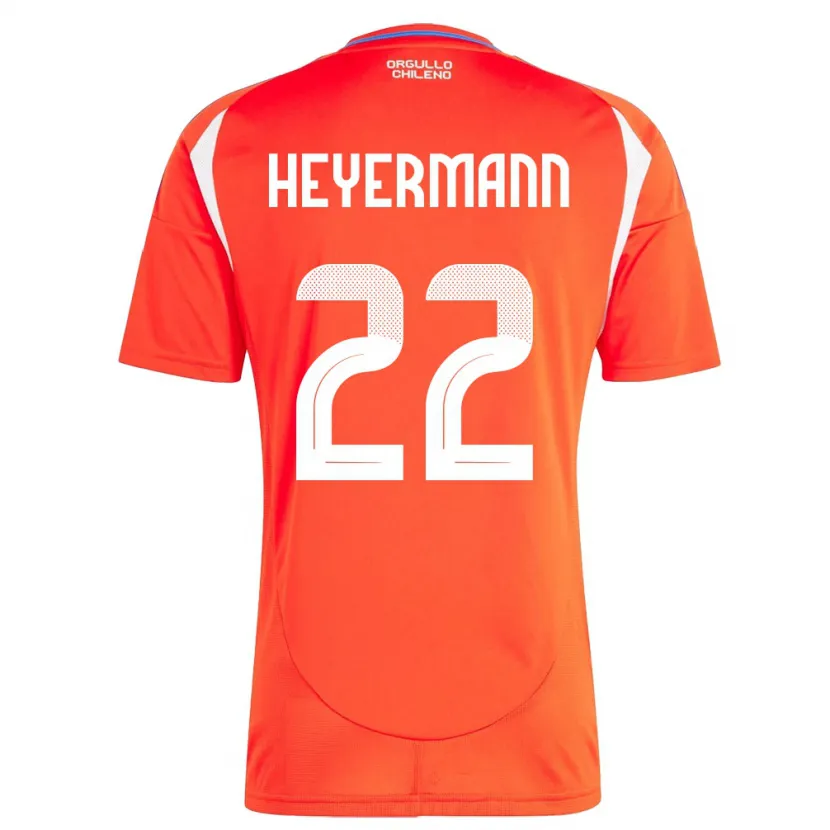 Danxen Hombre Camiseta Chile Agustina Heyermann #22 Rojo 1ª Equipación 24-26 La Camisa